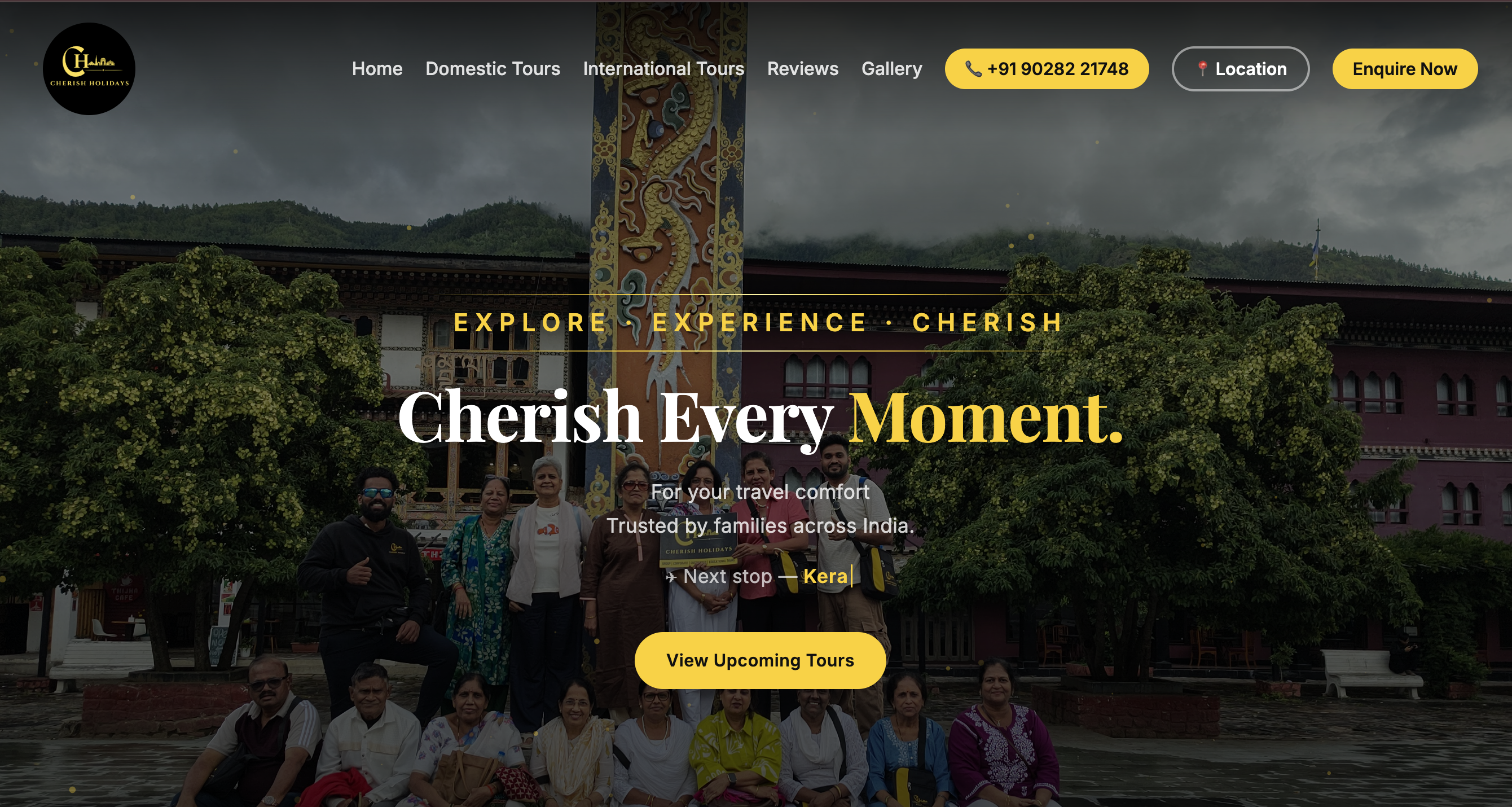Cherish Holidays website screenshot